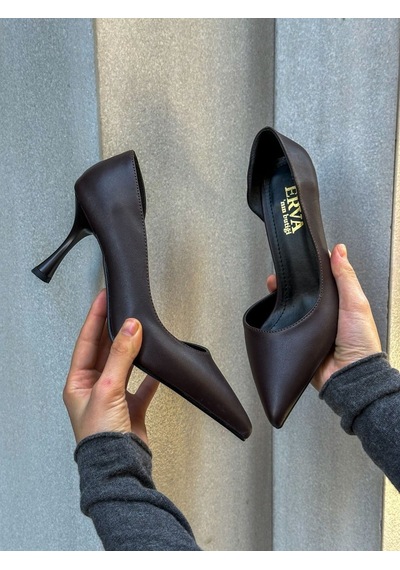 Ervanın Butiği Kahve Cilt Vary Topuklu Kadın Stiletto-5988