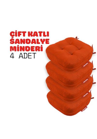 Xpermate 4'lü Çift Kat Sandalye Minderi 42x42x8 Kiremit