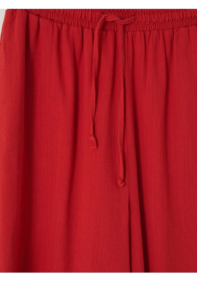 Lcw Modest Kırmızı Beli Lastikli Kadın Geniş Paça Pantolon