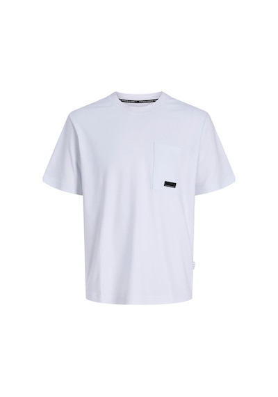 Jack & Jones Jcofusıon Cepli Logo Detaylı Bisiklet Yaka Erkek T-shirt Beyaz
