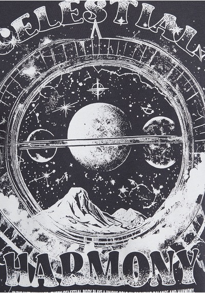 Mavi - Astroloji Baskılı Antrasit Tişört 1613742-70087