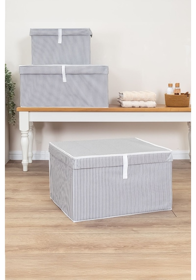 Kapaklı Çok Amaçlı Çamaşır-saklama-düzenleme Vb.hurç, Kutu 50x40x30 - Maxi Model Kutu - Gri Renkli
