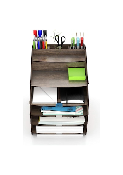 Mingitav Design Otto Large Modest - 6 Renk A4 Evrak Rafı Masaüstü Organizer Düzenleyici Ceviz Genel