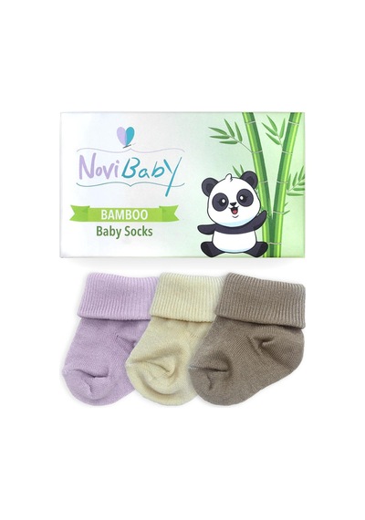 Novibaby 3'lü Bambu Yenidoğan Bebek Çorabı I Goldies I 0-6 ay "Karışık Renkli"