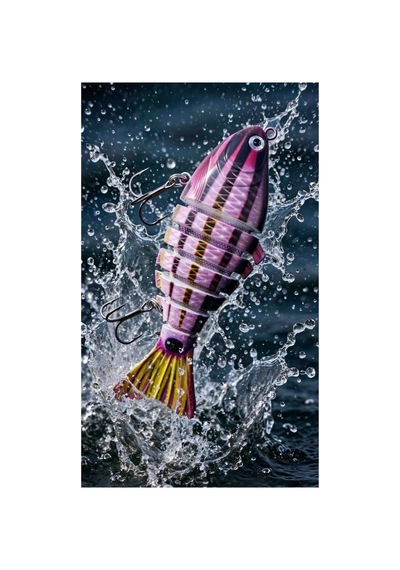 6 Parçalı Eklemli Swimbait At Çek 12 Cm 15 Gr Pembe Mor Yüzüşlü 3d Gözlü Çift Üçlü Iğneli