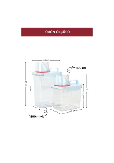 2'li Sızdırmaz Kedi Köpek Mama Saklama Kabı 1100 Ml Ve 1800 Ml