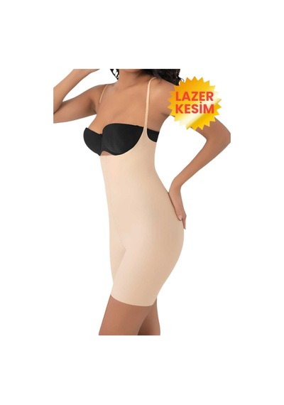 Uniquetrenders Kadın Lazer Kesim Ve Toparlayıcı Tam Boy Askılı Korse 3'lü Set Ten Rengi