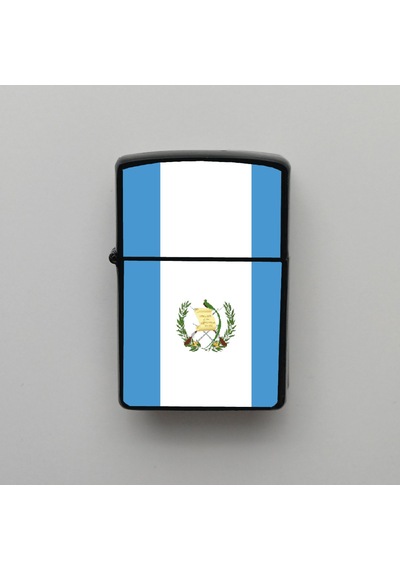 Guatemala Klasik Ülke Bayraklı - Benzinli Siyah Çakmak - Hediyelik Siyah