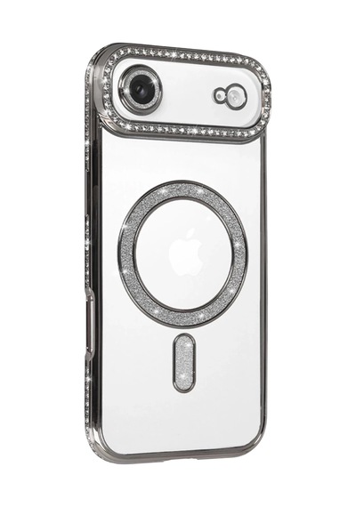 Apple Uyumlu iPhone 17 Air Uyumlu Joke Simli Magneticsafe Kılıf - Gümüş