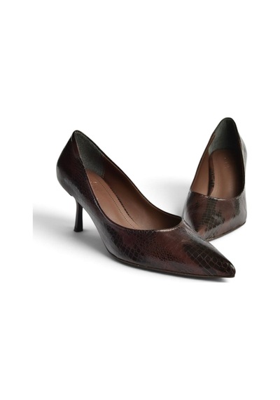 Fox Shoes Z676070007 Kahverengi Yılan Baskılı İnce Topuklu Kadın Stiletto Ayakkabı