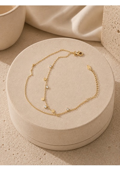 Valmont Accessories Kadın Gold Renk Pullu Sallantılı Çift Zincir Halhal