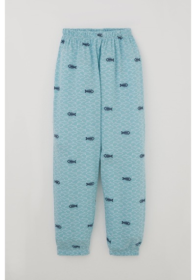 Breeze Erkek Çocuk Pijama Takımı Deniz Temalı Köpekbalığı Desenli 4-8 Yaş , Turkuaz