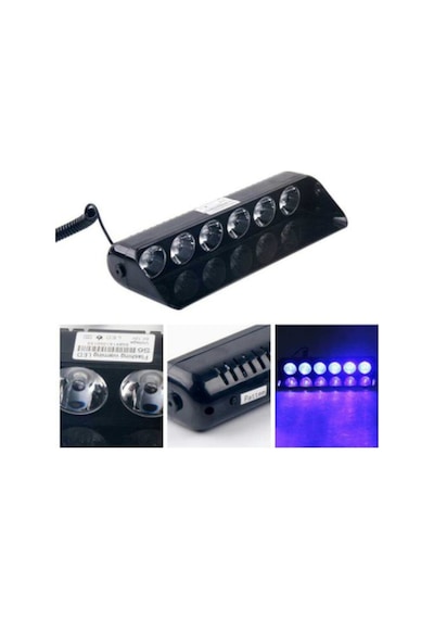 Cam Içi Çakar Lamba Kırmızı - Mavi 12V 8 Fonksiyonlu Power Led