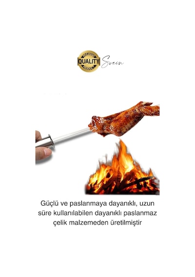 3 Adet 40 Cm Premium Paslanmaz Çelik Saplı Izgara Şişleri Et Tavuk Barbekü Kebap Mangal Adana Urfa