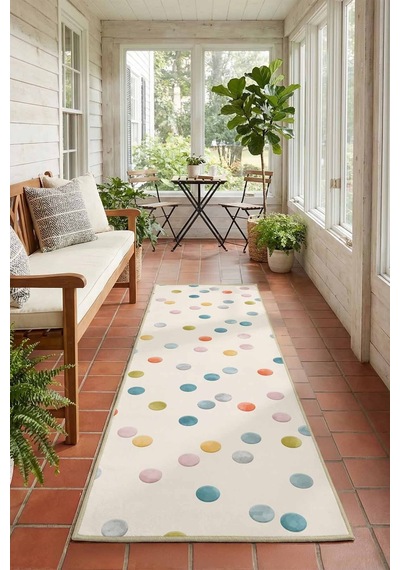 Dots Tk268-v1-c Krem Yıkanabilir Yolluk
