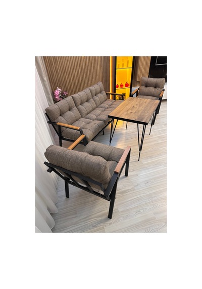 Houseart Açelya Balkon, Bahçe, Cafe - Salon - Metal Kanepe Koltuk Takımı 3+1+1 + Masa Kahverengi Houseart Açelya Balkon, Bahçe, Cafe - Salon - Metal Kanepe Koltuk Takımı 3+1+1 + Masa Kahverengi