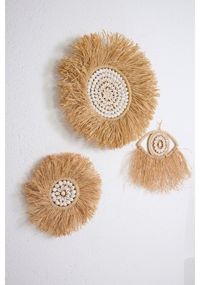 3'lü Set Rafya Deniz Kabuklu Model & Tüm Çap 30-50 Cm & Yarım Göz
