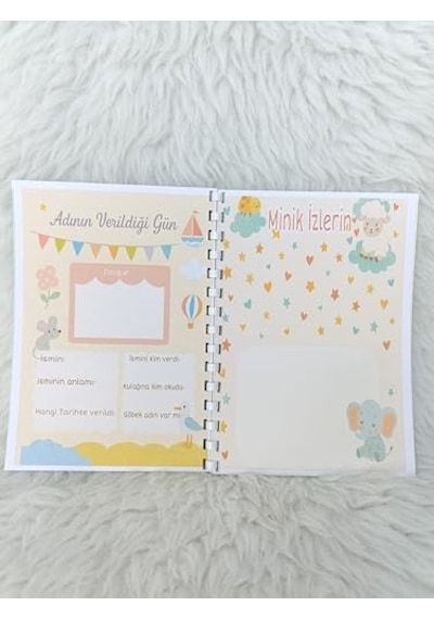 Anne Bebek Günlüğü Bebek Anı Defteri Açık Gri