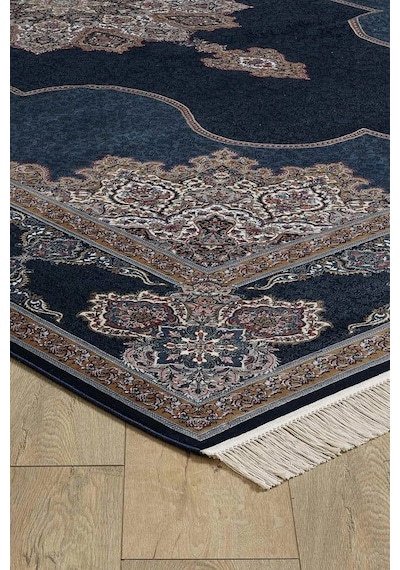 Saray Halı Alhambra Ah10a 120 Tarak Lüks Klasik Salon Halısı Özel Taban Dokulu Mavi - Beyaz