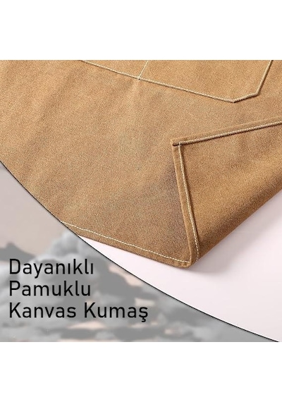 Valkyrie Unisex Kanvas Mutfak Önlüğü Ayarlanabilir Askılı Cepli Barista Garson Servis Önlüğü Kahve Kahverengi