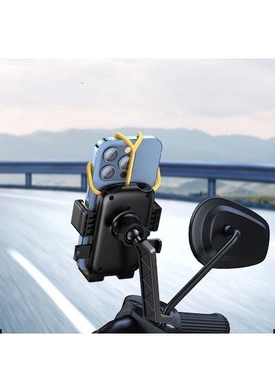 Blackbird Game Center Motosiklet Bisiklet Telefon Tutucu Ayna Bağlantılı Motor Tutacağı Scooter Bts15 Siyah