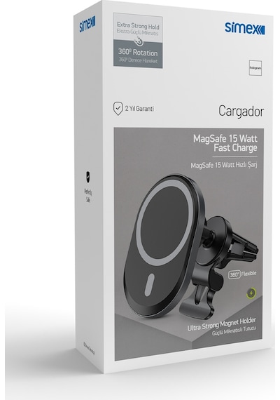 Simex Cargador Wireless Magsafe 15 Watt Araç Sarji