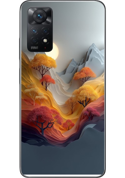 Redmi Note 11 Pro 4g Uyumlu Renk Dalgalı Manzara Baskılı Silikon Kılıf Renkli