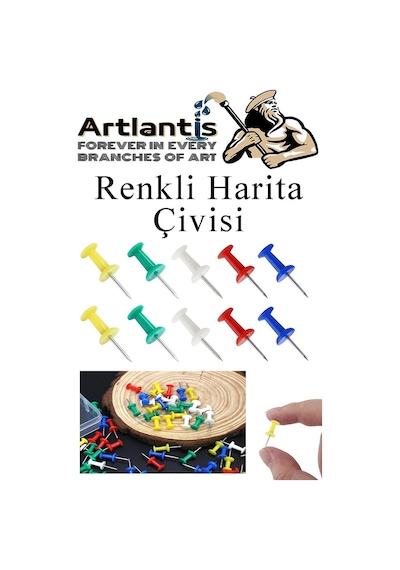 Harita Çivisi Renkli 20 Li 2 Adet Renkli Plastik Mantar Pano Raptiyesi Pano İğnesi Ofis Okul Büro Renkli Harita Çivisi