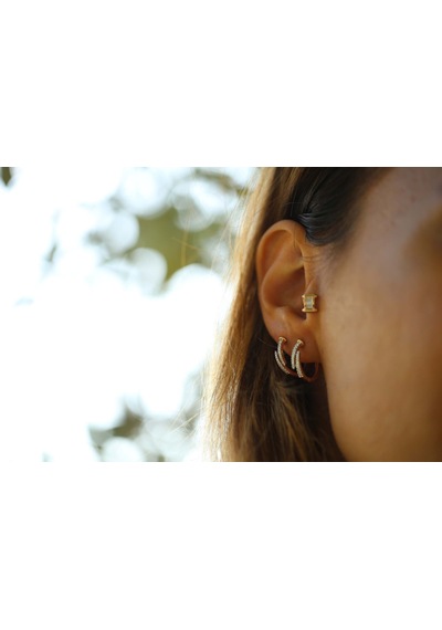 Reis Kuyumculuk T9602 Claw White Earring Altın  Küpe