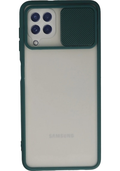 Newface - 826 -  Galaxy Uyumlu A22 Kılıf Palm Buzlu Kamera Sürgülü Silikon - Edntrend - - Yeşil
