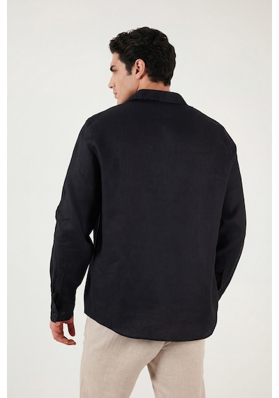Buratti Pamuklu Regular Fit Klasik Yaka Uzun Kollu % 100 Keten Gömlek Erkek GÖMLEK CF26S1210000 Siyah