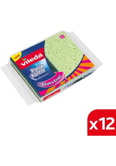 Vileda Parlak Konfor Düz Bulaşık Süngeri 12 x 2'li