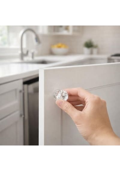 Busstier Kristal Çok Amaçlı Yapışkanlı Tutacak Buton Şeffaf Havlu Askısı Dolap Çekmece Kapak Kulpu Delmesiz Montaj 4 Adet Set