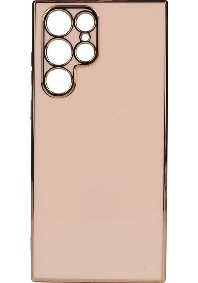 Noktaks - Galaxy S22 Ultra Uyumlu Kılıf Kenarları Parlak Altın Renkli Silikon Bark Kapak - Rose Gold - T21639