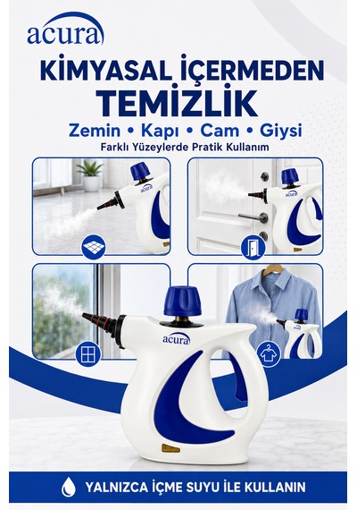 Ac-110 Buharlı Temizleyici 4 Bar, 1050 W, 9 Parça Aksesuar Ve Mikrofiber Bez Dahil