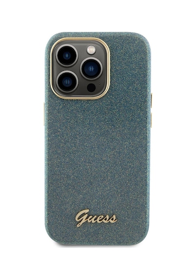 Apple Uyumlu iPhone 15 Pro Max Kılıf Guess Lisanslı Yazı Logolu Glitter Glossy Script Kapak Lila