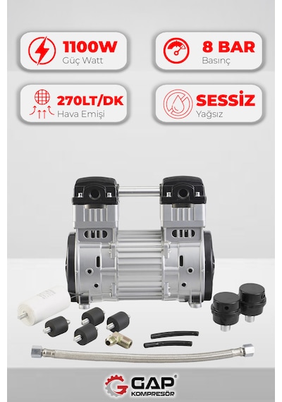 Kompresör Kafası Sessiz Ve Yağsız G1100w