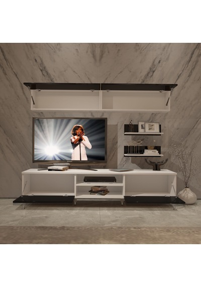 Decoraktiv Eko 5 Slm Dvd Silver Tv Ünitesi Tv Sehpası Beyaz - Siyah
