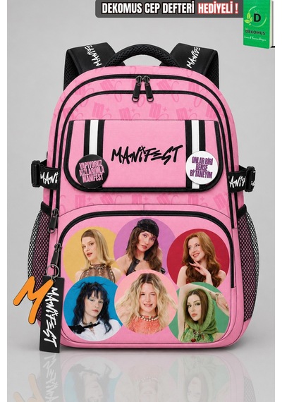 X Dekomus Lisanslı Manifest Toz Pembe Collection Okul Çantası Altın