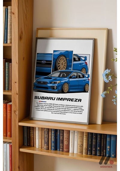 Subaru Impreza Jdm Araba Posteri, Siyah Çerçeveli Duvar Tablosu - Oto Severlere Özel Hediye
