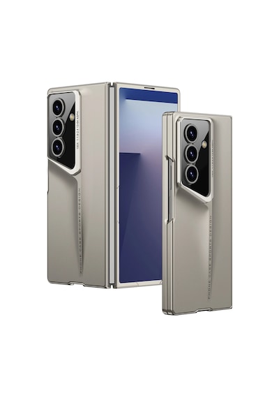 Samsung Uyumlu Galaxy Z Fold 7 Kılıf Ultra İnce Kamera Korumalı Sert Rubber Zore Procase Kapak Titanyum-Gri