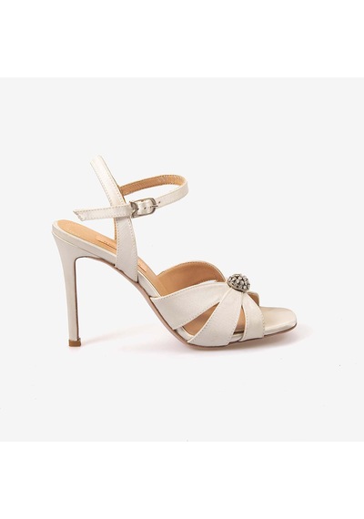 Hawen Angels Kadın Zarif Bilekten Bantlı Saten 12,5cm İnce Topuklu Gece & Abiye Ayakkabı 6564-249-v1 Off White Saten