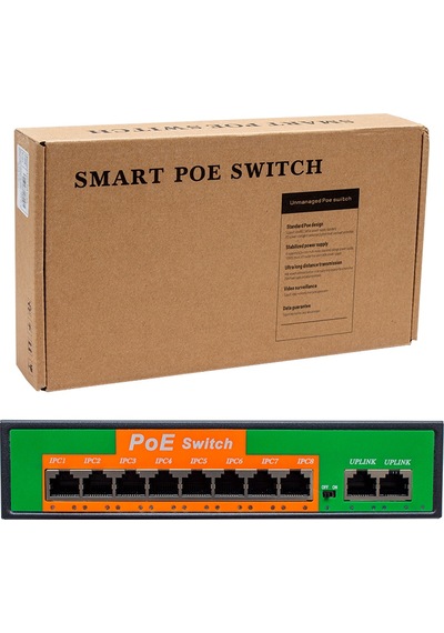96W 10/100 MBPS 8+2 PORT POE ETHERNET SWITCH