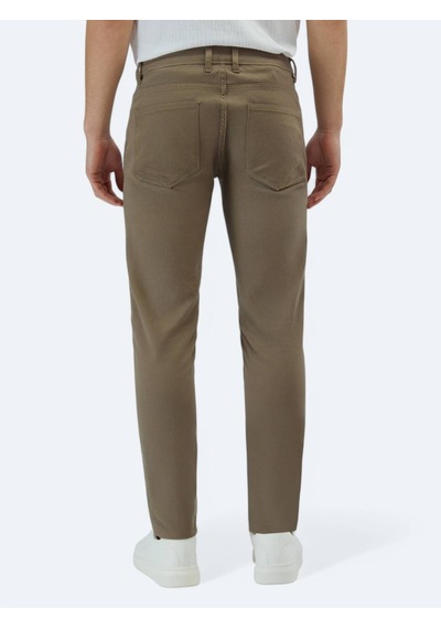 Kip Fındık Dokuma Slim Fit Casual Pamuk Karışımlı Pantolon Kahverengi
