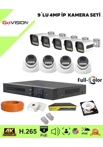 Go Vision 9'lu 5mp 4k Ultra İp Kamera Seti