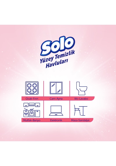 Solo Temizlikte Doğal Güç Sakura Yüzey Temizlik Havlusu 4'lü 400 Yaprak Beyaz