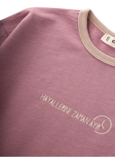 Cigit Geniş Kesim Mevsimlik Uzun Kollu T-shirt 2-8 Yaş Leylak