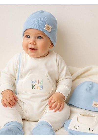 Zekids 3 Lü Organik Bebek Fil Desenli Tulum Seti-16185 Çok Renkli