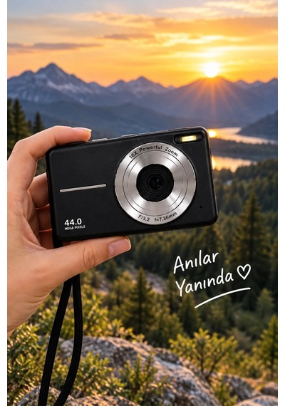 Magicool 4k Figürlü Çantalı Dijital Video Kamera 44mp 16x Zoom Işıklı Kart Dijital Fotoğraf Makinesi Siyah