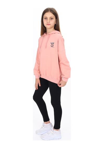 Toontoy Kids Toontoy Kız Çocuk 2'li Takım Baskılı Kapüşonlu Düşük Omuz Sweatshirt & Basic Düz Tayt Mercan Toontoy Kids Toontoy Kız Çocuk 2'li Takım Baskılı Kapüşonlu Düşük Omuz Sweatshirt & Basic Düz Tayt Mercan
